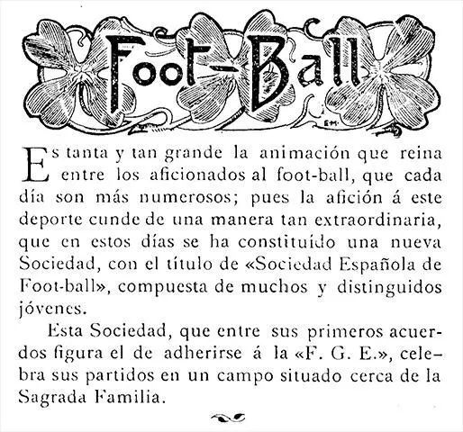 El texto que marca la fundación del RCD Espanyol, publicado en 'Los Deportes' en el año 1900